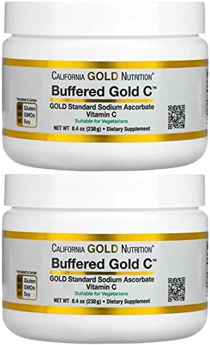 California Gold Nutrition Buffered Vitamin C Powder, Non-Acidic, Gold C, USP Grade Sodium Ascorbate, Suitable for Vegans and Vegetarians, 8.40 oz (238 g), 2 Pack California Gold Nutrition