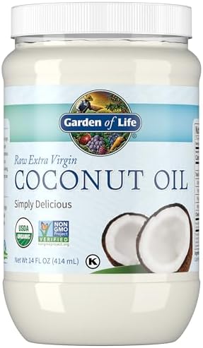 Garden of Life Organic Extra Virgin Coconut Oil - Unrefined Cold Pressed Plant Based Oil for Hair, Skin & Cooking, 14 Fl Oz Garden of Life