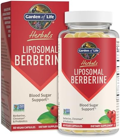 Garden of Life Liposomal Berberine and Chromium Picolinate for Already Healthy Blood Sugar, Glucose Metabolism and Cholesterol—Probiotics for Easy Digestion—Non GMO, Gluten Free, Kosher, 30 Servings (Порции) Garden of Life