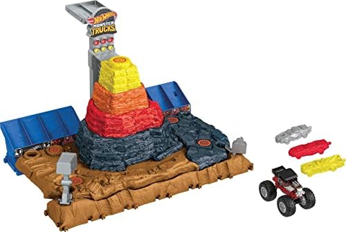 Игровой набор для детей с машинкой Monster Trucks, Арена Smashers Bone Shaker, масштаб 1:64, 3 разрушаемые машинки Hot Wheels