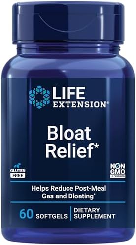 Life Extension Bloat Relief, Artichoke, Ginger, Fennel and Turmeric for Digestive Health, Supports Bloating Relief and Promotes Digestive Comfort, Gluten Free, Non-GMO, 60 softgels Life Extension