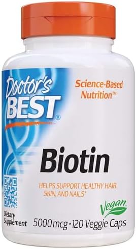 Doctor's Best Biotin Supports Hair, Skin, Nails, Boost Energy, Nervous System, Non-GMO, Vegan, Gluten Free, 120 Count Doctor's Best