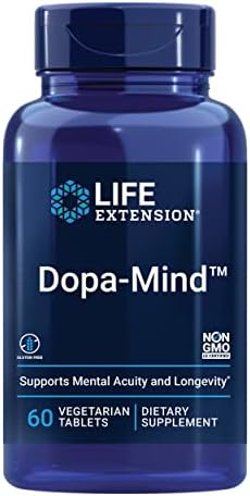 Life Extension Dopa-Mind™, Dopamine Support Supplement, Supports Cognitive Performance, Healthy Dopamine Production, Gluten-Free, Non-GMO, Vegetarian, 60 Tablets (Таблетки) Life Extension