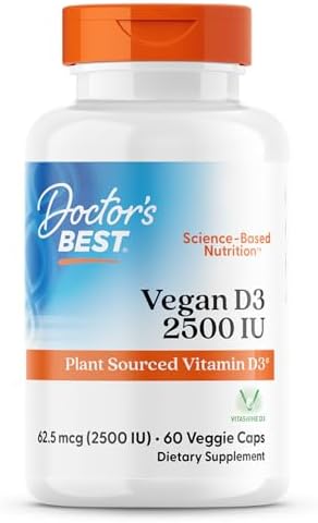 Витамин D3 2500 МЕ с Vitashine D3, веганский, без ГМО, 60 капсул Doctor's Best