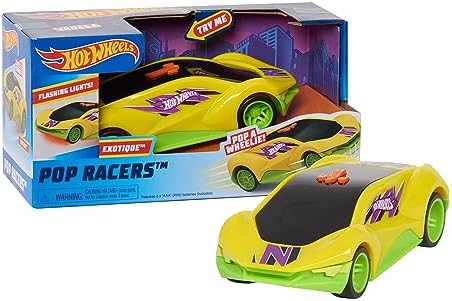 Моторизованная игрушка-машина Hot Wheels Pop Racers Exotique, 17.8 см, жёлтая, со световыми и звуковыми эффектами Hot Wheels