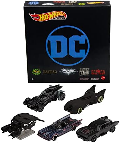 Набор игрушечных машинок Batmobile от Hot Wheels, 5 популярных моделей в масштабе 1:64 в специальной упаковке Hot Wheels