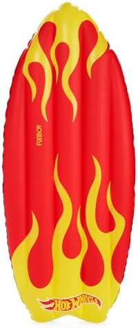 Hot Wheels & FUNBOY Checkered Flame Surfboard Pool Float for Kids 60''- 2-Sided Print, Single Float FUNBOY