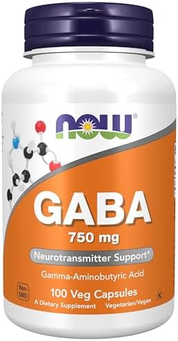 NOW Foods Supplements, GABA (Gamma-Aminobutyric Acid) 750mg, Neurotransmitter Support*, 100 Veg Capsules (Вегетарианские капсулы) NOW Foods