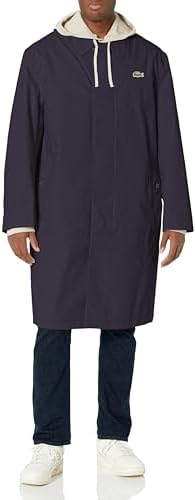 Lacoste Men's Long Sleeve Front Pocket Trench Coat, Abysm, Small/Medium Lacoste