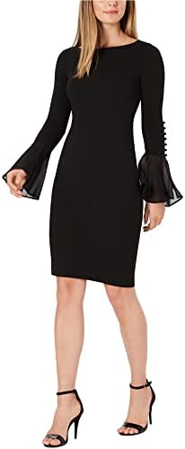 Calvin Klein Women's Solid Sheath with Chiffon Bell Sleeves Dress Calvin Klein