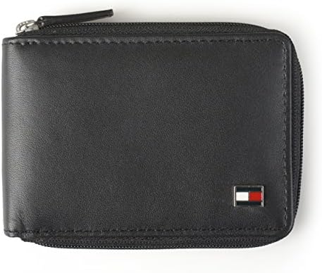 Tommy Hilfiger Mens Oxford Ziparound Wallet,Black,,One Size Tommy Hilfiger