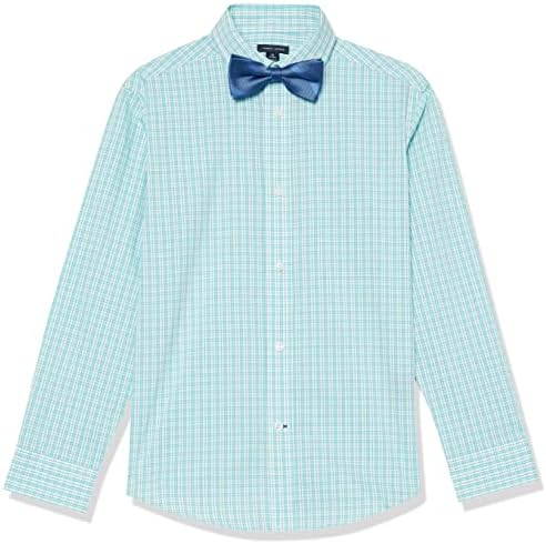 Tommy Hilfiger Boy's Long Sleeve Dress Shirt With Bow Tie, Collared Button-down With Cuff Sleeves Tommy Hilfiger