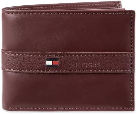 Tommy Hilfiger mens Leather Â– Slim Bifold With 6 Credit Card Pockets and Removable Id Window Bi Fold Wallet, Black Minimal, One Size US Tommy Hilfiger