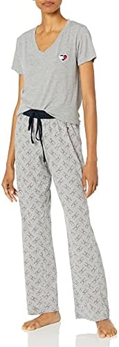 Tommy Hilfiger Women's Top and Logo Pant Lounge Bottom Pajama Set Pj Tommy Hilfiger