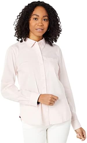 Tommy Hilfiger Women's Button Collared Shirt With Adjustable Sleeves Tommy Hilfiger