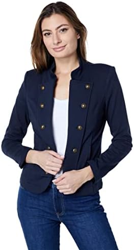 Tommy Hilfiger Women's Classic Tommy Open Front Band Jacket, Black Multi, X-Small Tommy Hilfiger