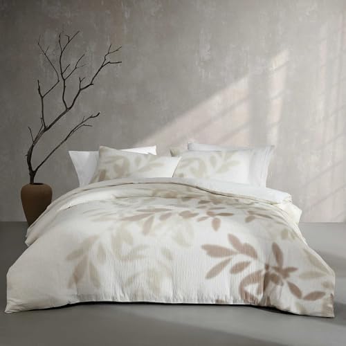 Calvin Klein - Queen Comforter Set, Soft Cotton Bedding with Matching Shams, Floral Home Decor, Oeko-Tex Certified (Shadow Branches Beige, Queen) Calvin Klein