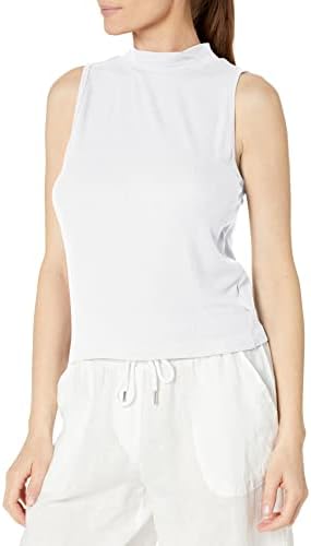 Calvin Klein Women's Everyday Embrodery Monogram Cropped S/S Short Sleeve Mock Neck Calvin Klein