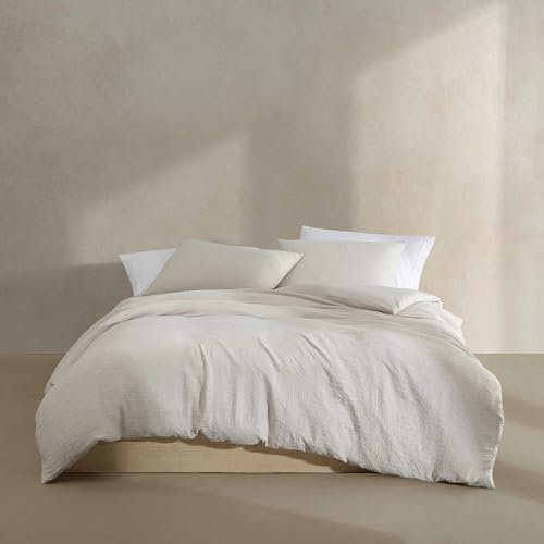 Calvin Klein - Queen Comforter Set, Luxuriously Soft & Breathable Bedding with Matching Shams, Casual Home Decor (Seersucker Beige, Queen) Calvin Klein