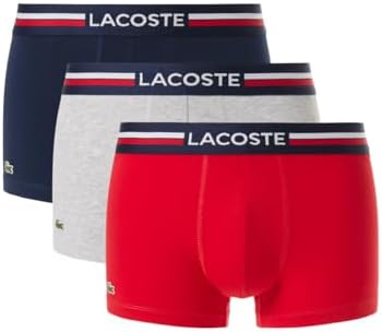 Lacoste Mens Cotton Stretch Tricolor Waistband Trunks 3 pack Lacoste