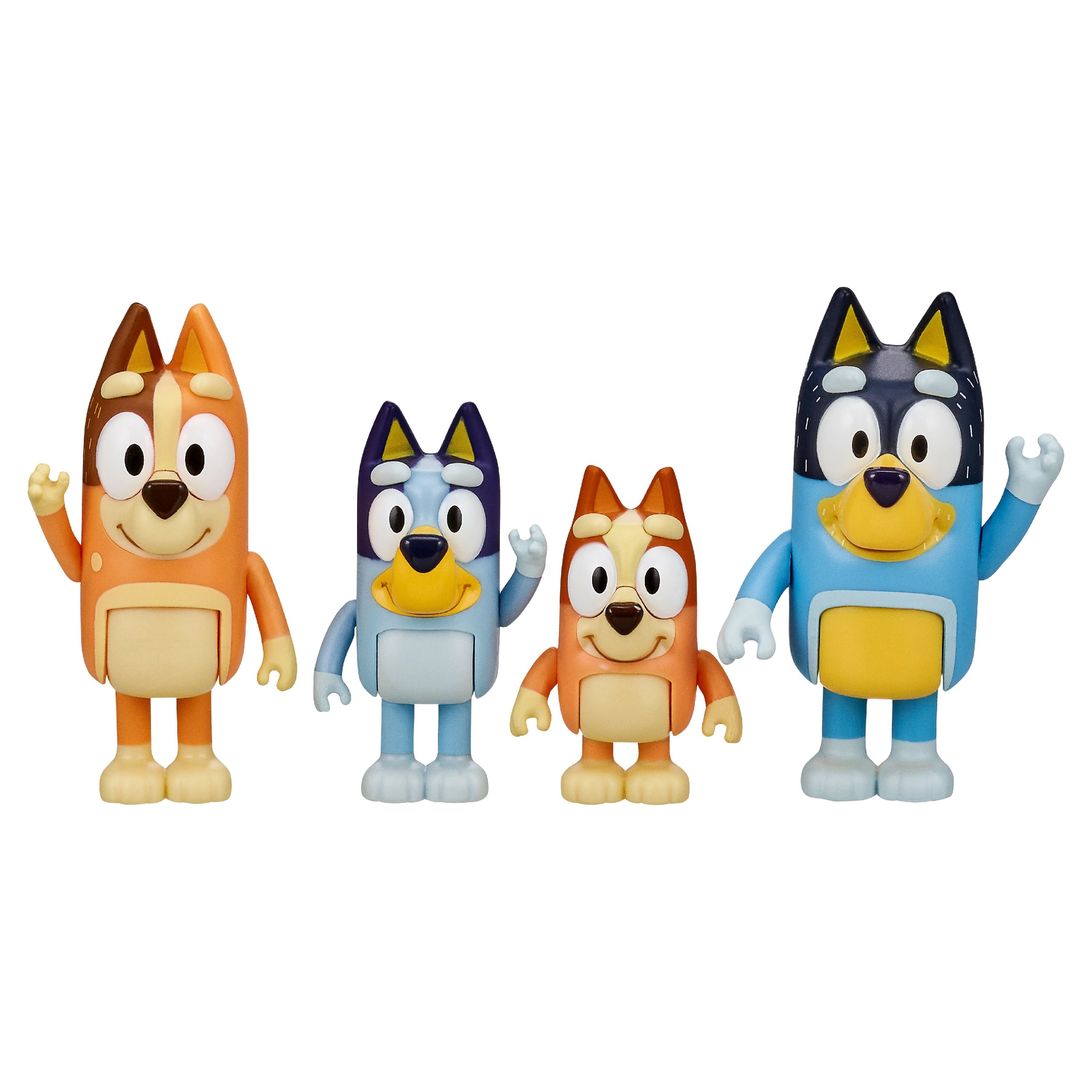 Bluey Family Figure 4-Pack, with Mum Dad Bingo Bluey, Ages 3+, Toddler Toys Bluey