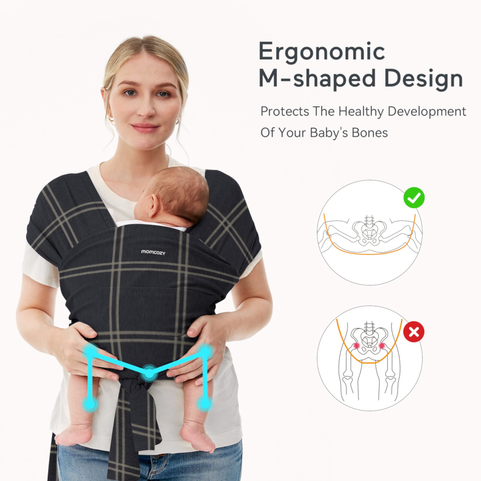 Momcozy Baby Wrap, Baby Carrier, Easy to Wear Infant Carrier Slings, Hands-Free Baby Sling, Adjustable Baby Carriers for Newborn to Toddler 8-35 lbs Momcozy