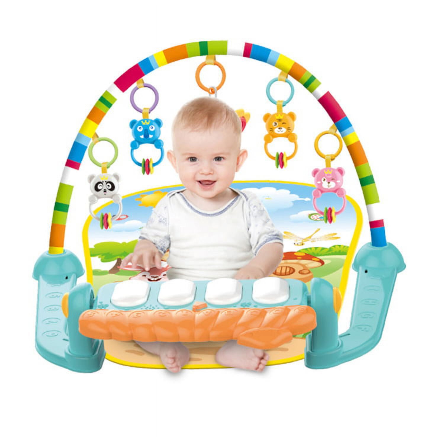 Baby Play Mat for Infant with Music and Mirror, Newborn Piano Activity Center Toys Gym Floor Playmat for Boys Girls COWIN