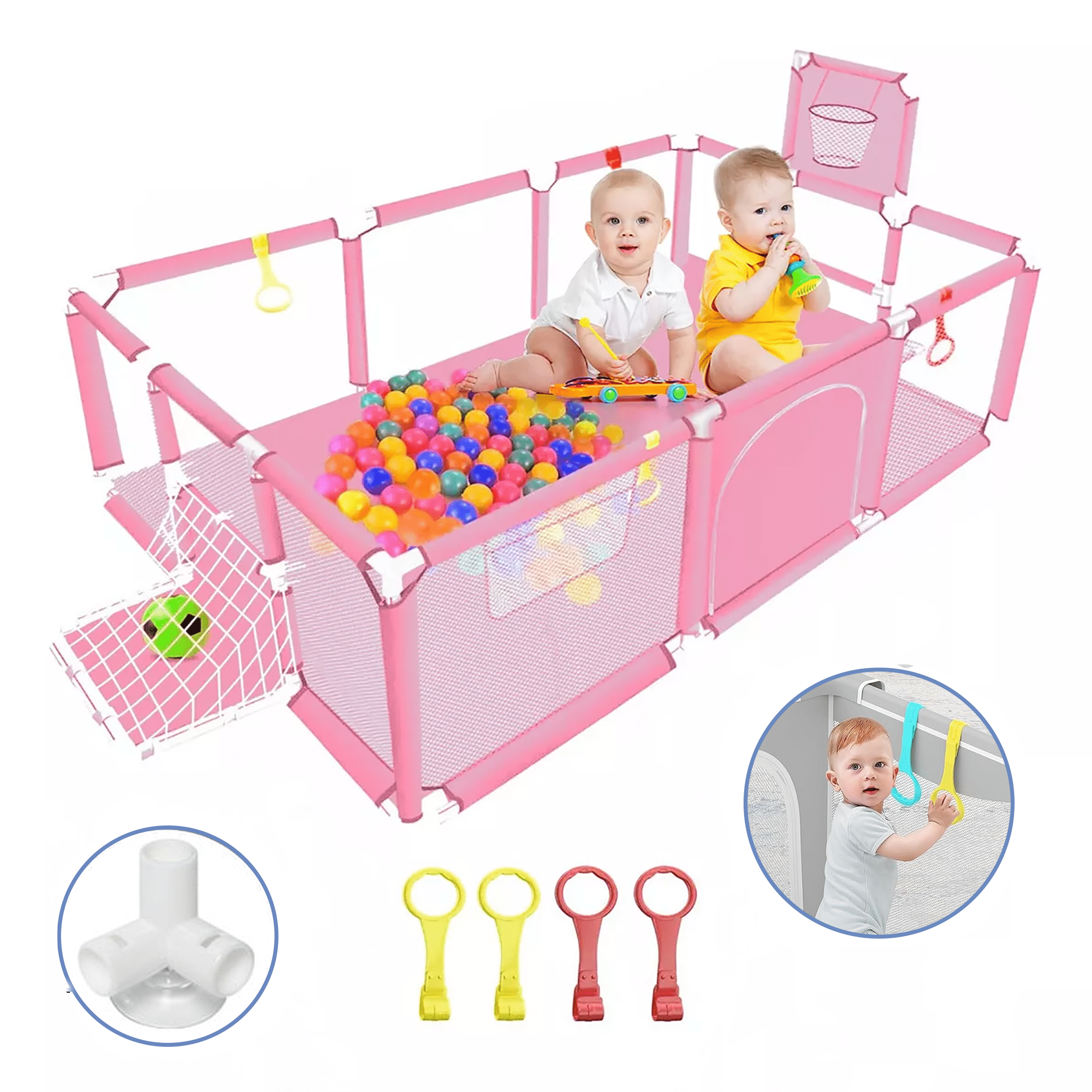 HioHa Extra Large Baby Playpen, Big Play Pens for Babies and Toddlers, Gap-Free, Climb-Proof Baby Playards for Indoor Fun, Baby Gate Playpen with Zippered Door and Storage Bag HioHa