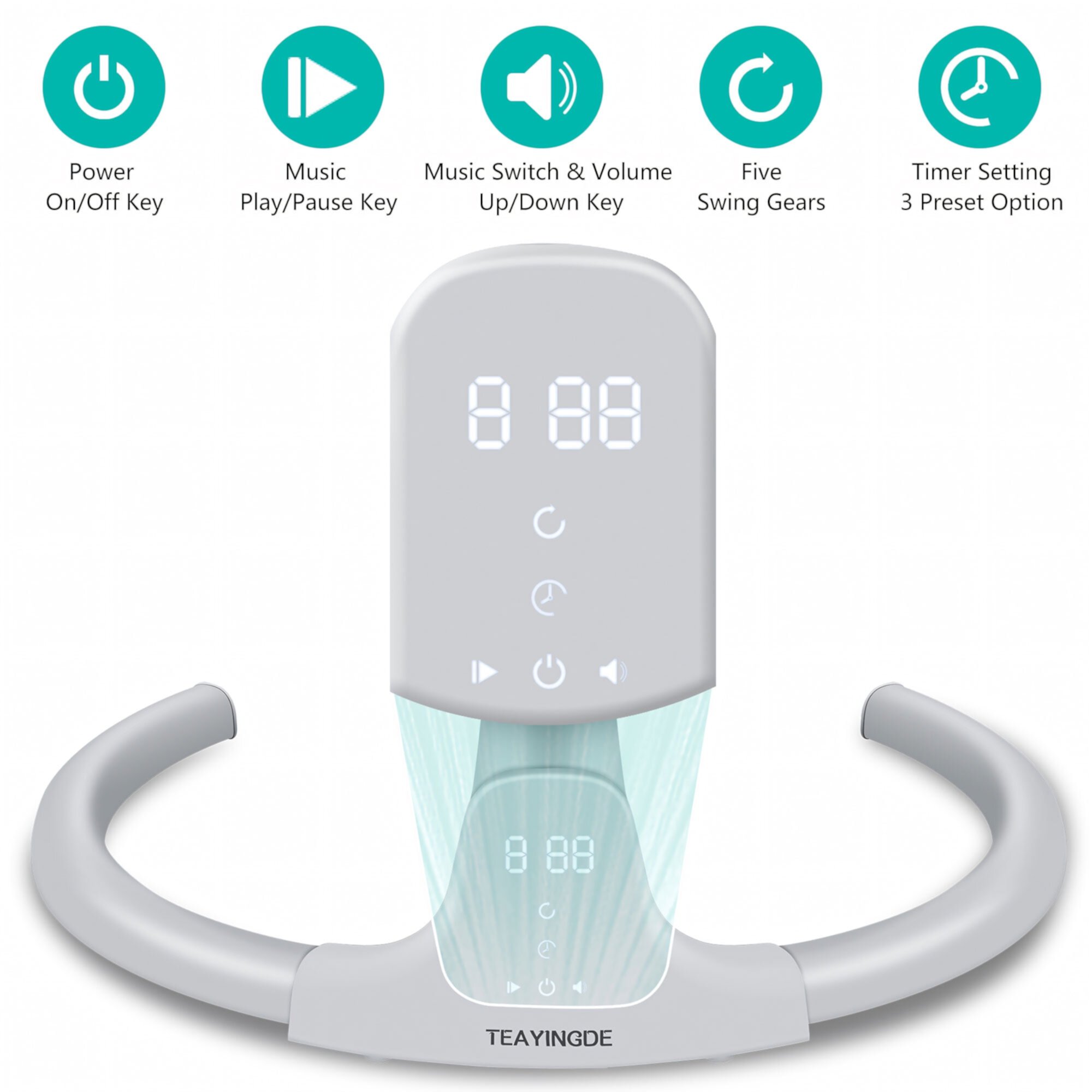 TEAYINGDE Baby Swing for Infants - APP Remote Bluetooth Control, 5 Speed Settings, 10 Lullabies, USB Plug (Blue) TEAYINGDE