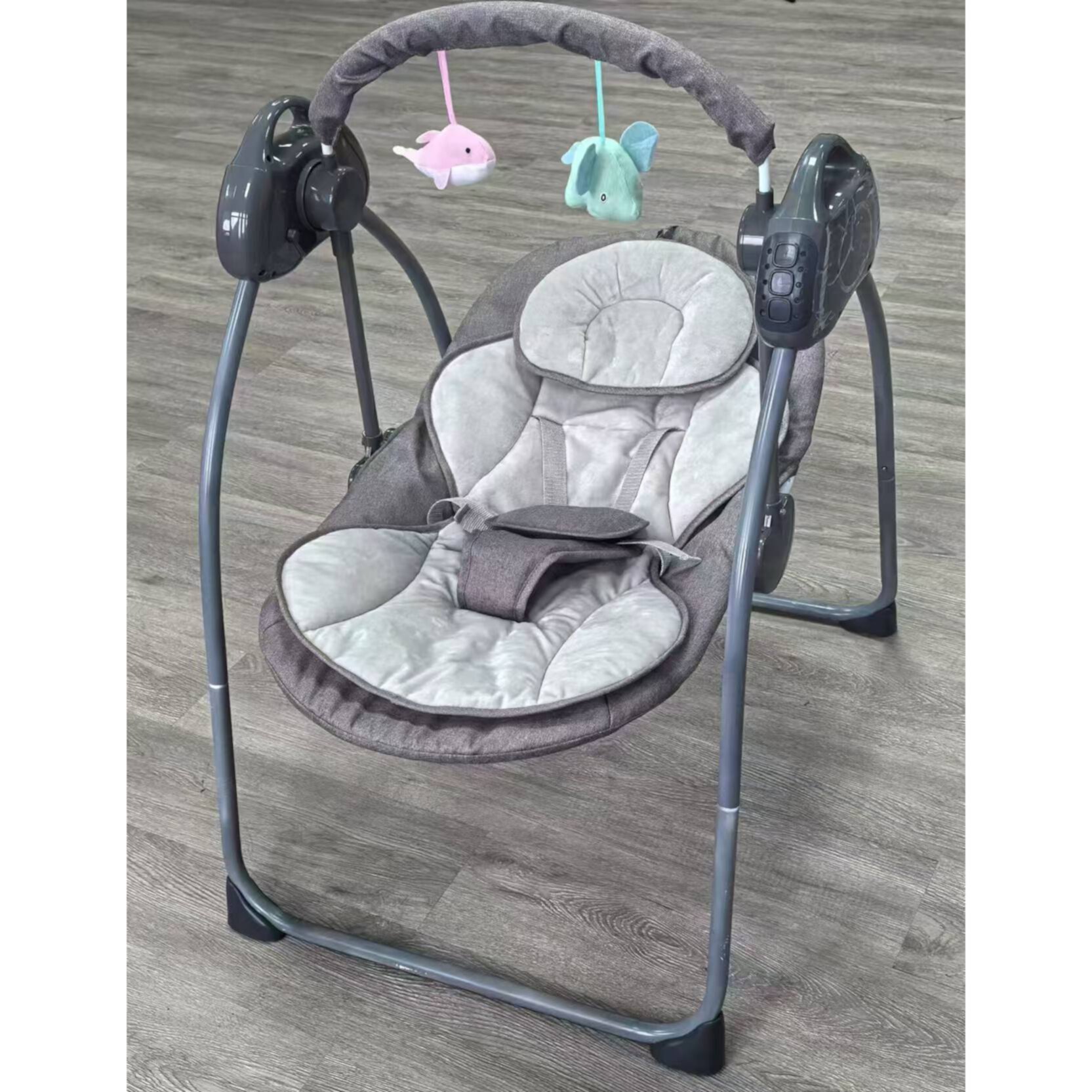 RICHYOUNG Folding Baby Swing for Infant, Rocker with Bluetooth Music,Remote Control,4 Speeds(Gray) RICHYOUNG