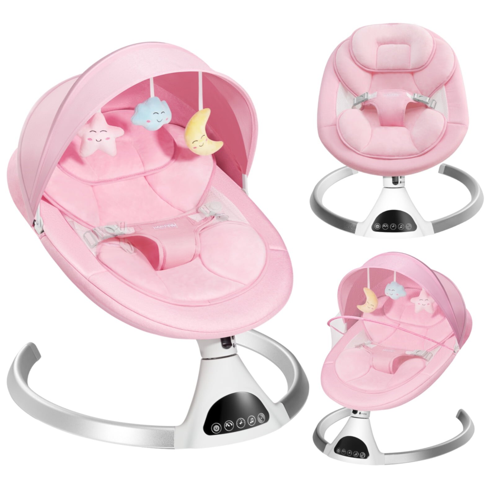 HARPPA Electric Baby Swing for Infants, Portable Baby Bouncer with Bluetooth Remote Control, Pink Visit the HARPPA Store