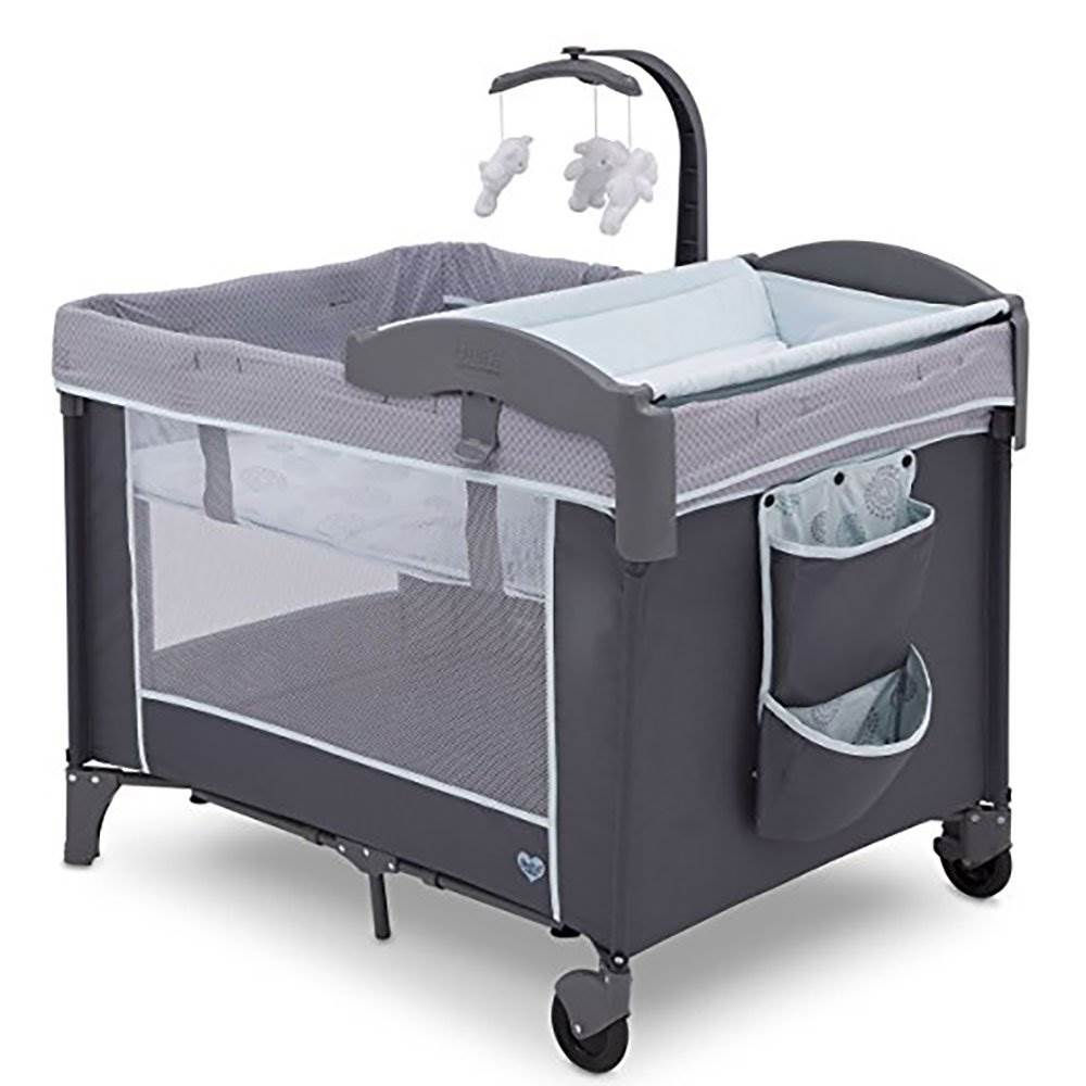 Delta Children LX Deluxe Portable Baby Play Yard With Removable Bassinet and Changing Table, Eclipse Visit the Delta Children Store