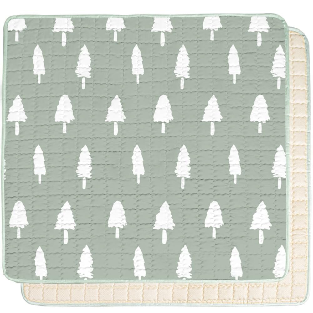 Beavtaens Baby Play Mat, 50x50 Playpen Mat with Super Soft Touch, Activity Mat with Upgraded Anti-Slip Bottom, Machine Washable Crawling Mat for Floor & Picnic (Trees) Beavtaens