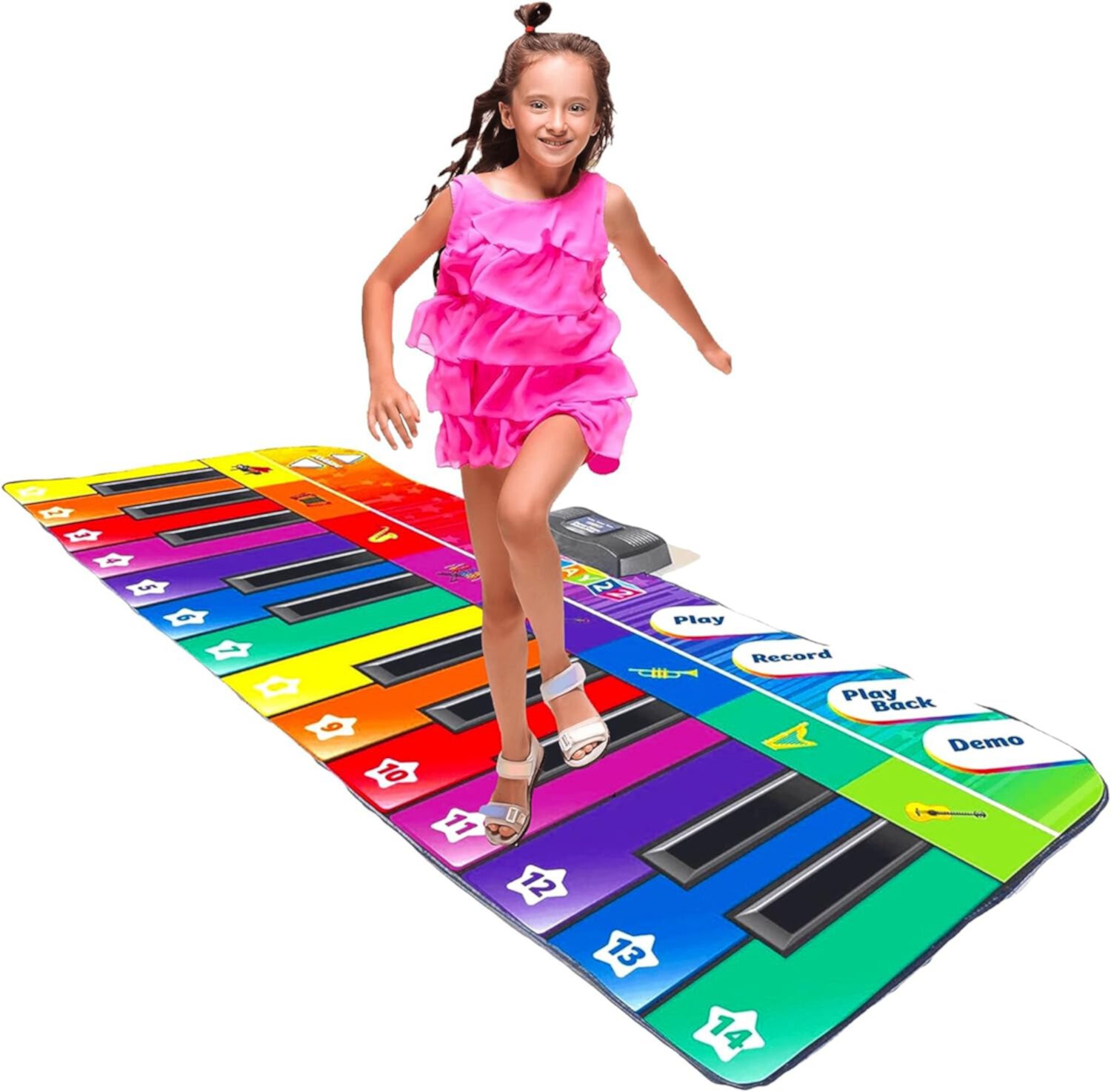 Piano Keyboard Playmat 71 inch - 24 Keys Colorful Piano Play Piano Mat has Record, Playback, Demo, Play, Adjustable Vol - Best Keyboard Piano Gift for Boys And Girls - Original By Play22USA Play22