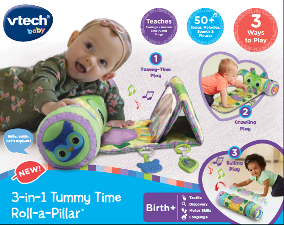 VTech® 3-in-1 Tummy Time Roll-a-Pillar™ Interactive Baby Floor Toy Visit the VTech Store