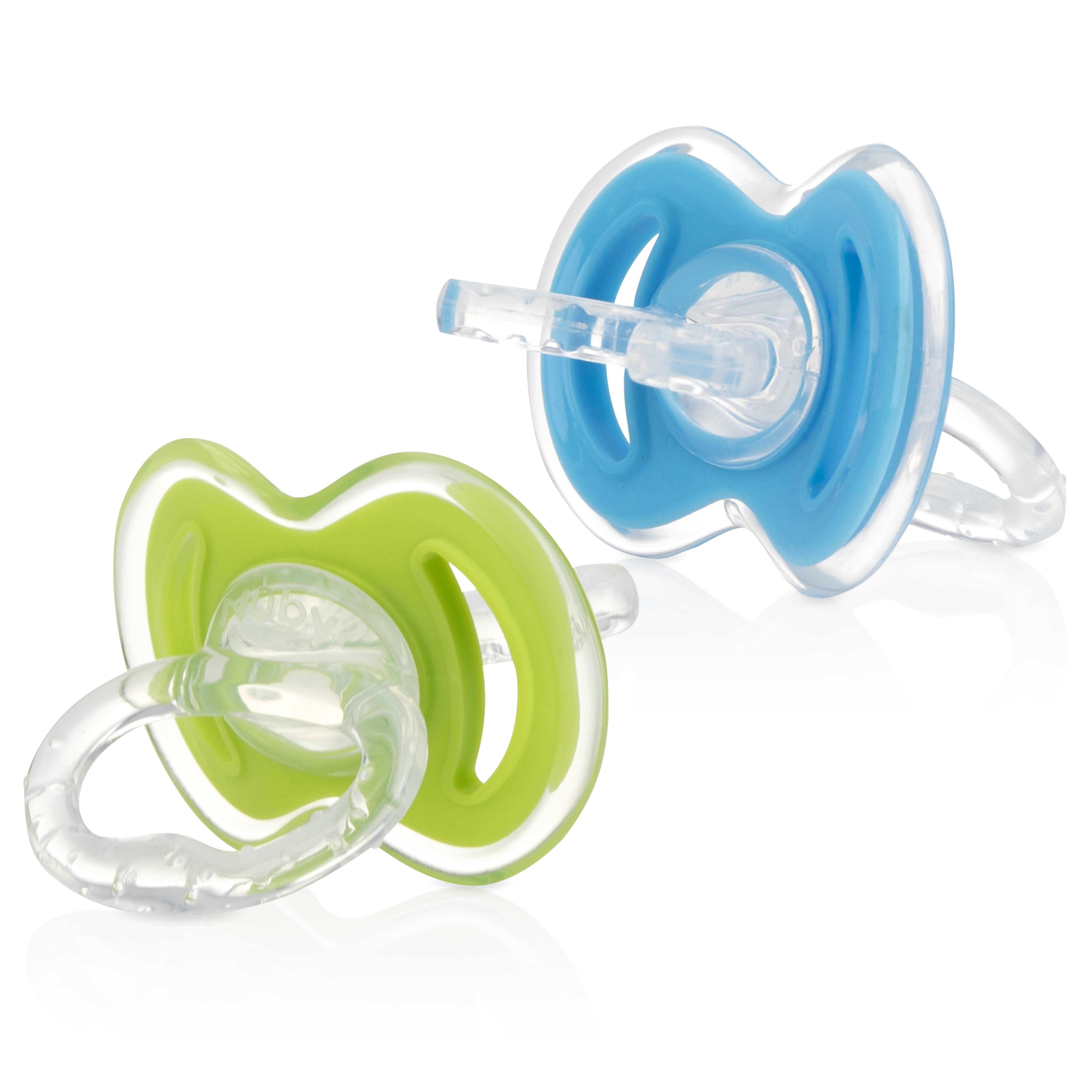 Nuby Gum-eez Pacifier Teether Set with Cover for Infants, Blue/Green, 2 Pack NUBY