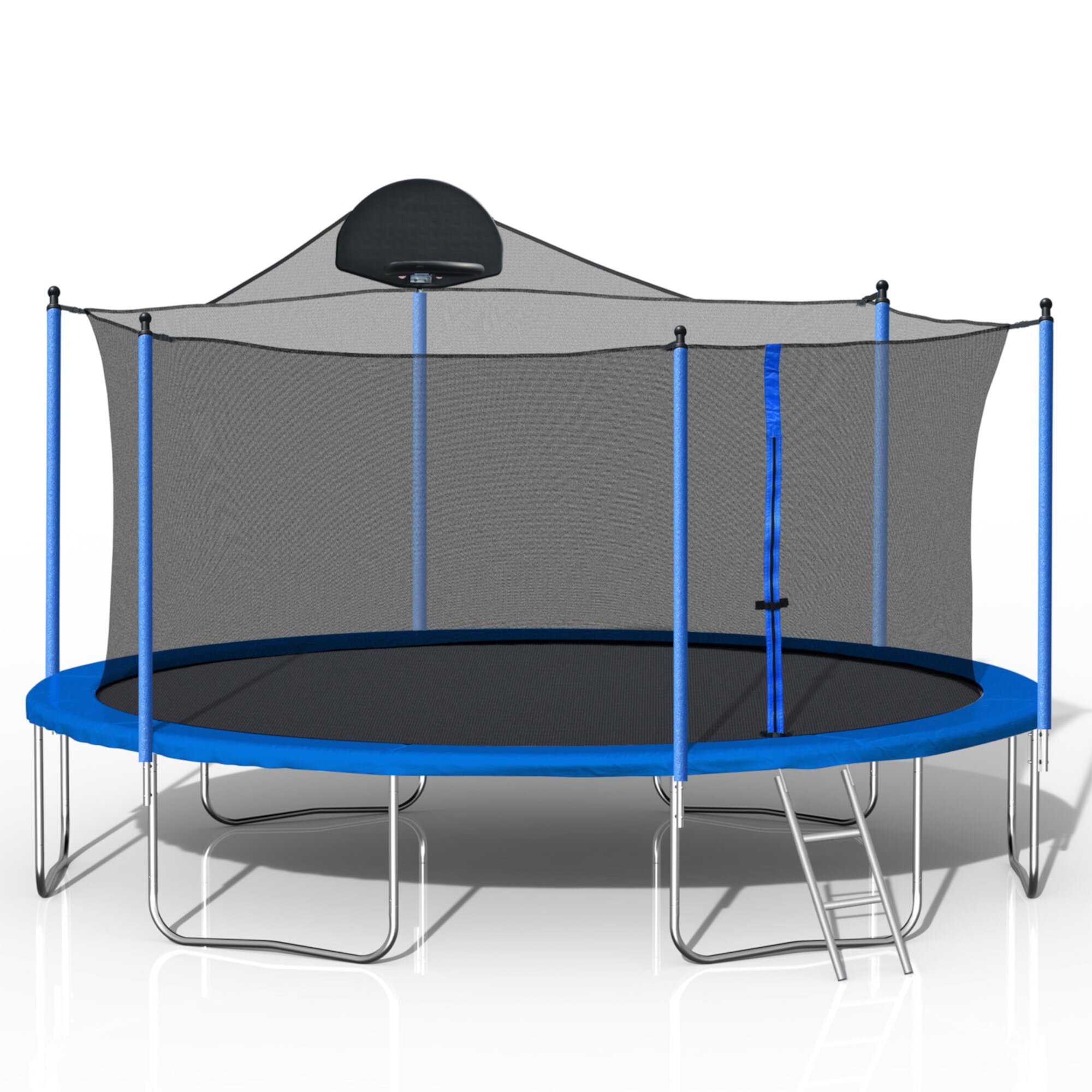 14FT Trampoline for Adults & Kids with Basketball Hoop, Outdoor Trampolines w/Ladder and Safety Enclosure Net for Kids and Adults Mgaxyff