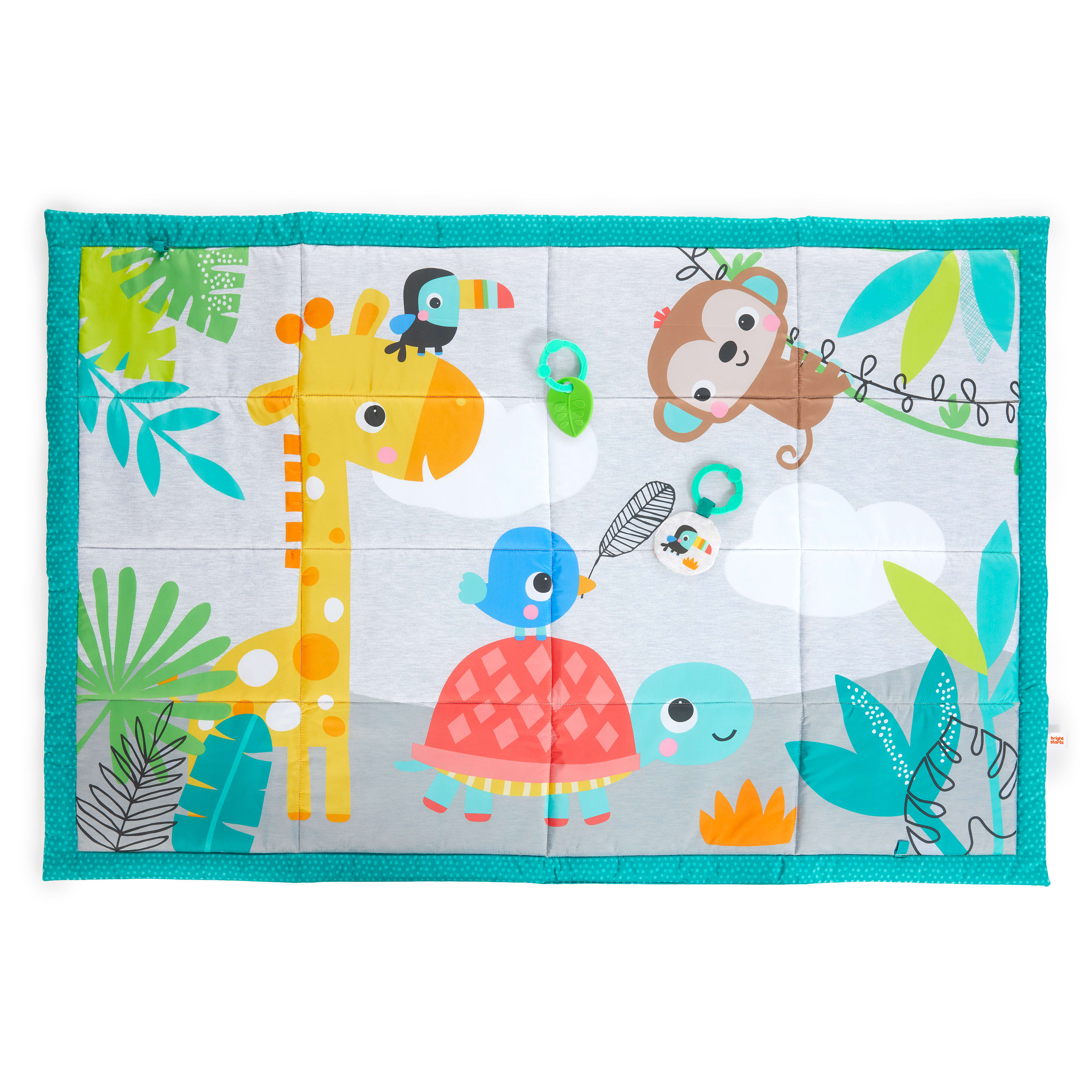 Bright Starts Roam About Jumbo Plush Baby Activity Play Mat, Foldable & Machine Washable - Newborn & Up Bright Starts