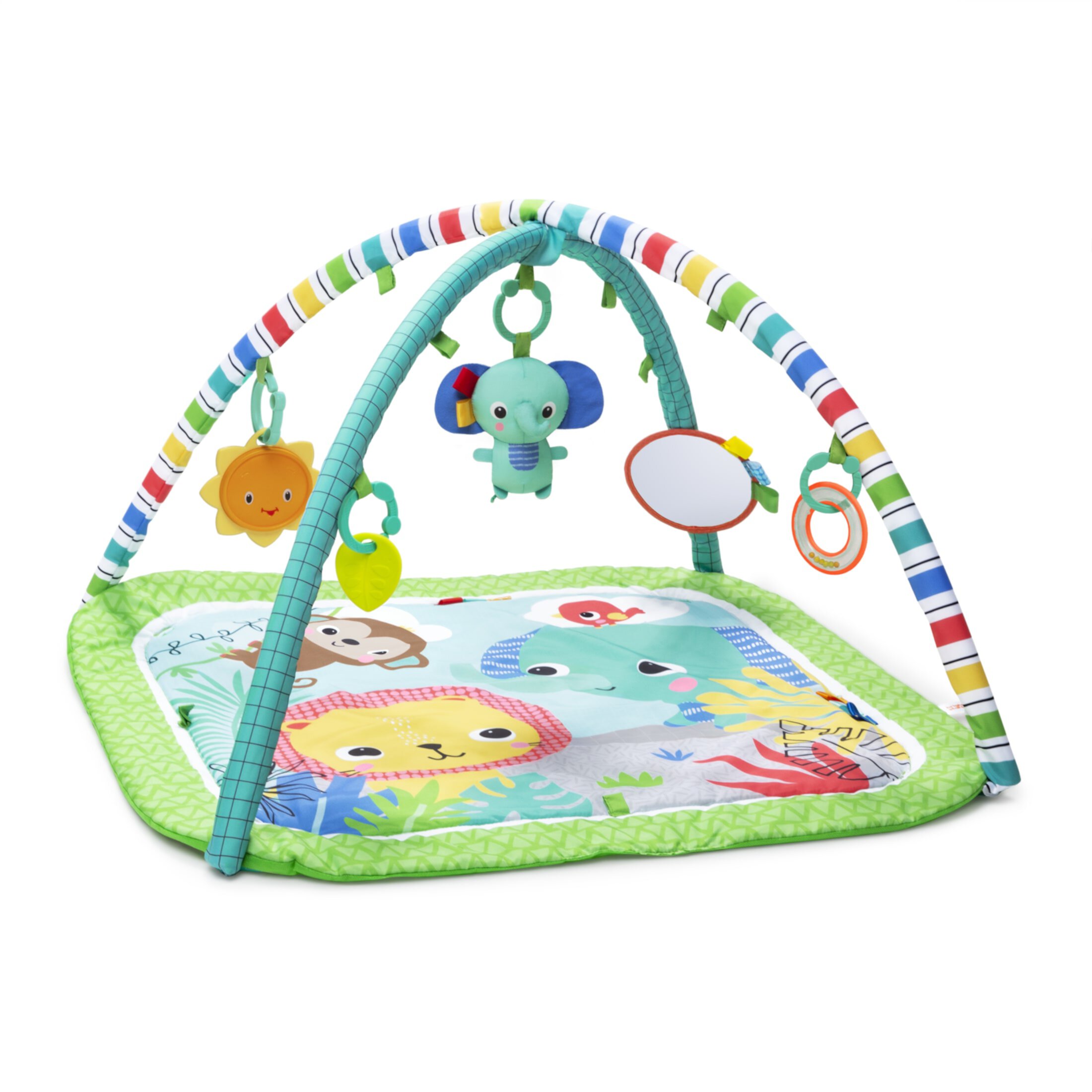 Bright Starts Wild Wiggles Baby Activity Gym & Play Mat, FoldAway Toy Bar, Newborn, Unisex (Green) Bright Starts