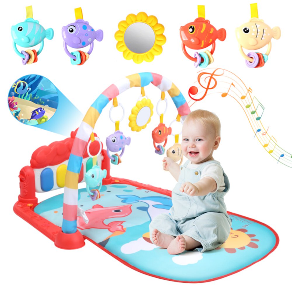 JoyStone Baby Play Mat Baby Gym, Musical Activity Mat Piano with Projection Function, Early Development Baby Play Mat Gift for Babies Newborn JoyStone