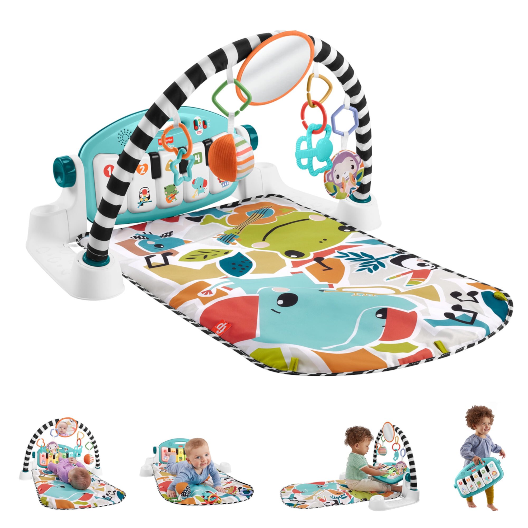 Fisher-Price Glow and Grow Kick & Play Piano Gym Baby Infant Playmat with Musical Learning Toy, Blue Fisher-Price