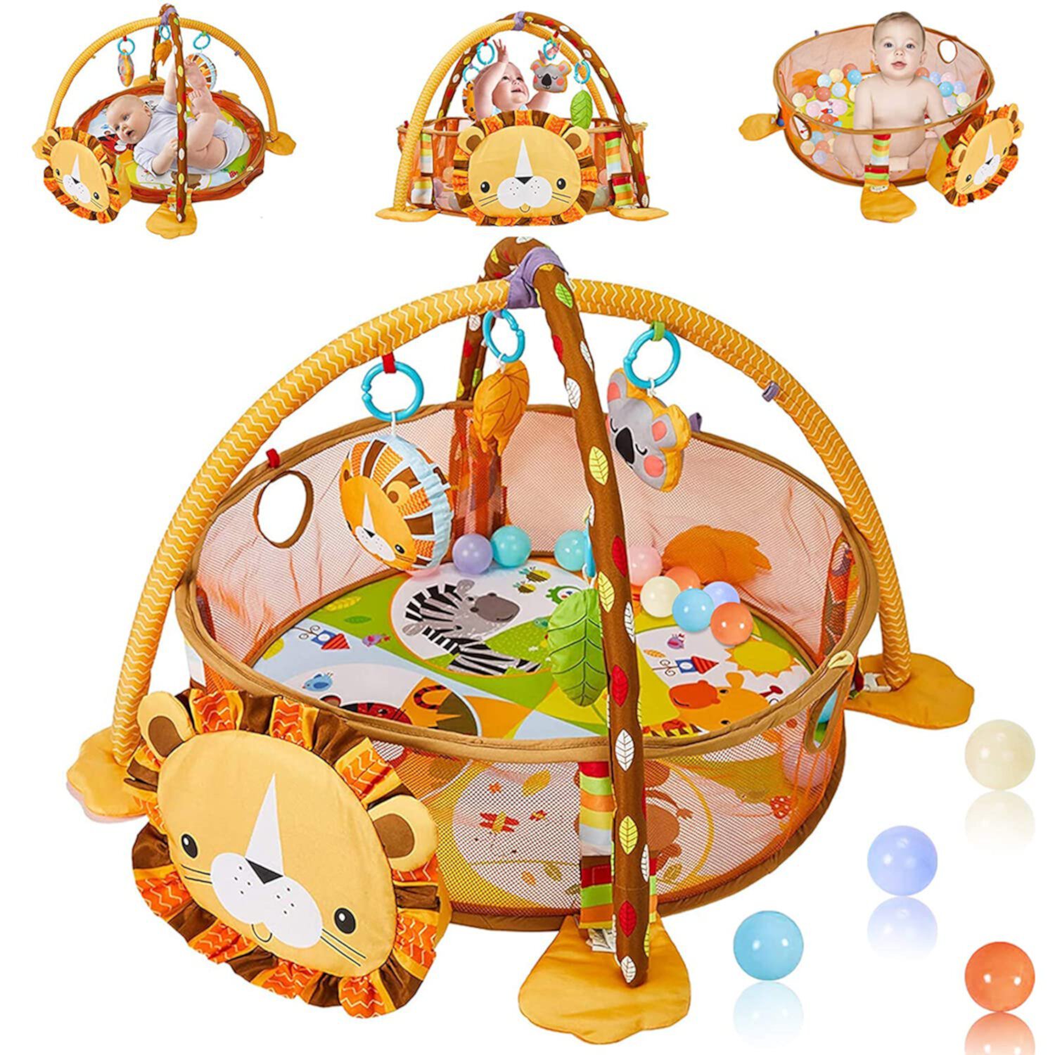 TEAYINGDE 3-in-1 Baby Gym and Play Mat, Baby Activity with Ocean Ball Sensory Toys, 0-36 Months Visit the TEAYINGDE Store