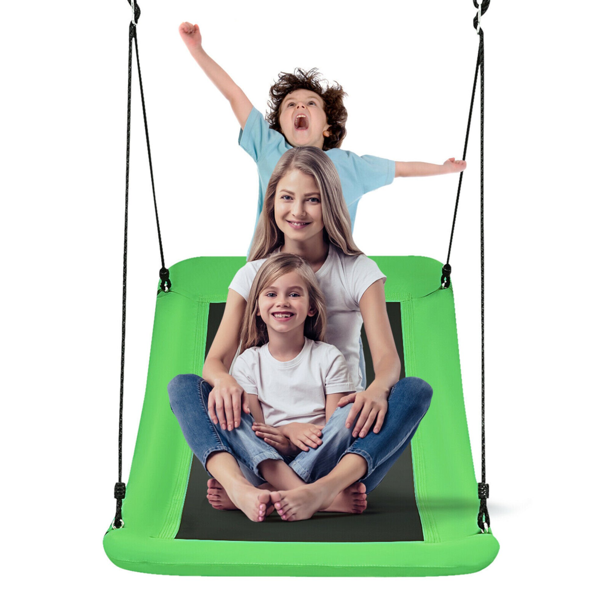 Gymax 700lb Giant 60'' Platform Tree Swing for Kids and Adults Green GYMAX