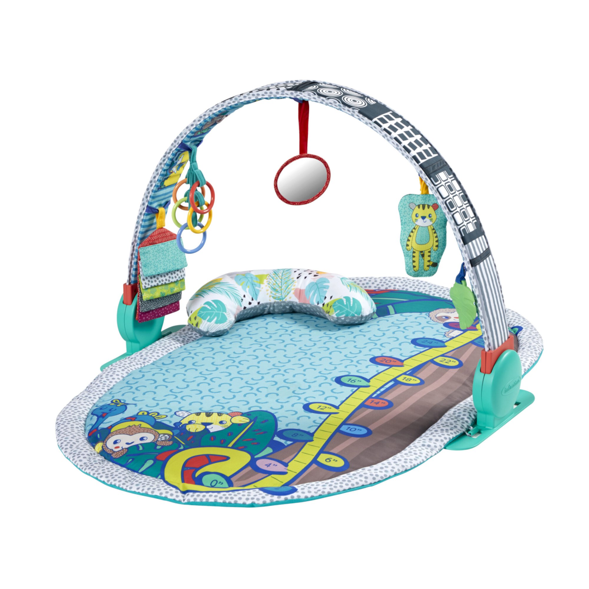 Infantino 3-in-1 Deluxe Magic Arch Sensory Development Gym - 3 Ways to Play with Dual-Sided Magical Arch for Captivating Overhead Visuals Plus Tummy-Time Bolster & Mat with Growth Chart, Teal Visit the Infantino Store