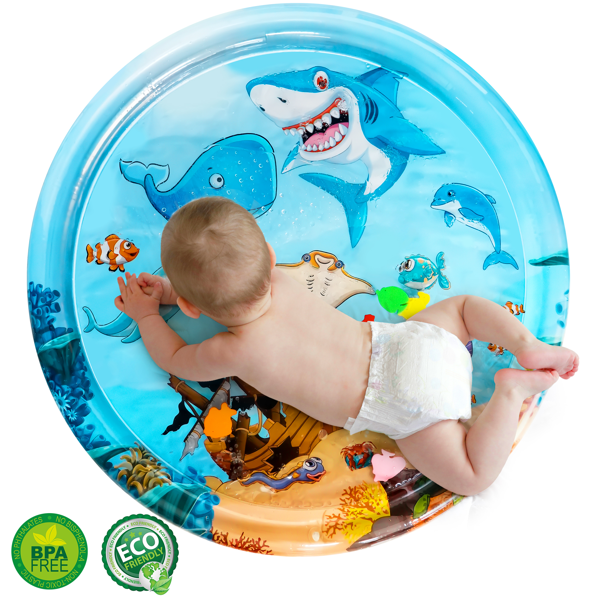 Tummy Time Mat, BUSATIA Inflatable Tummy time toys, Premium Water mat Infants and Toddlers is The Perfect Fun time Play Activity Center Your Baby's Stimulation Growth, Cute Baby Play Mat Visit the BUSATIA Store