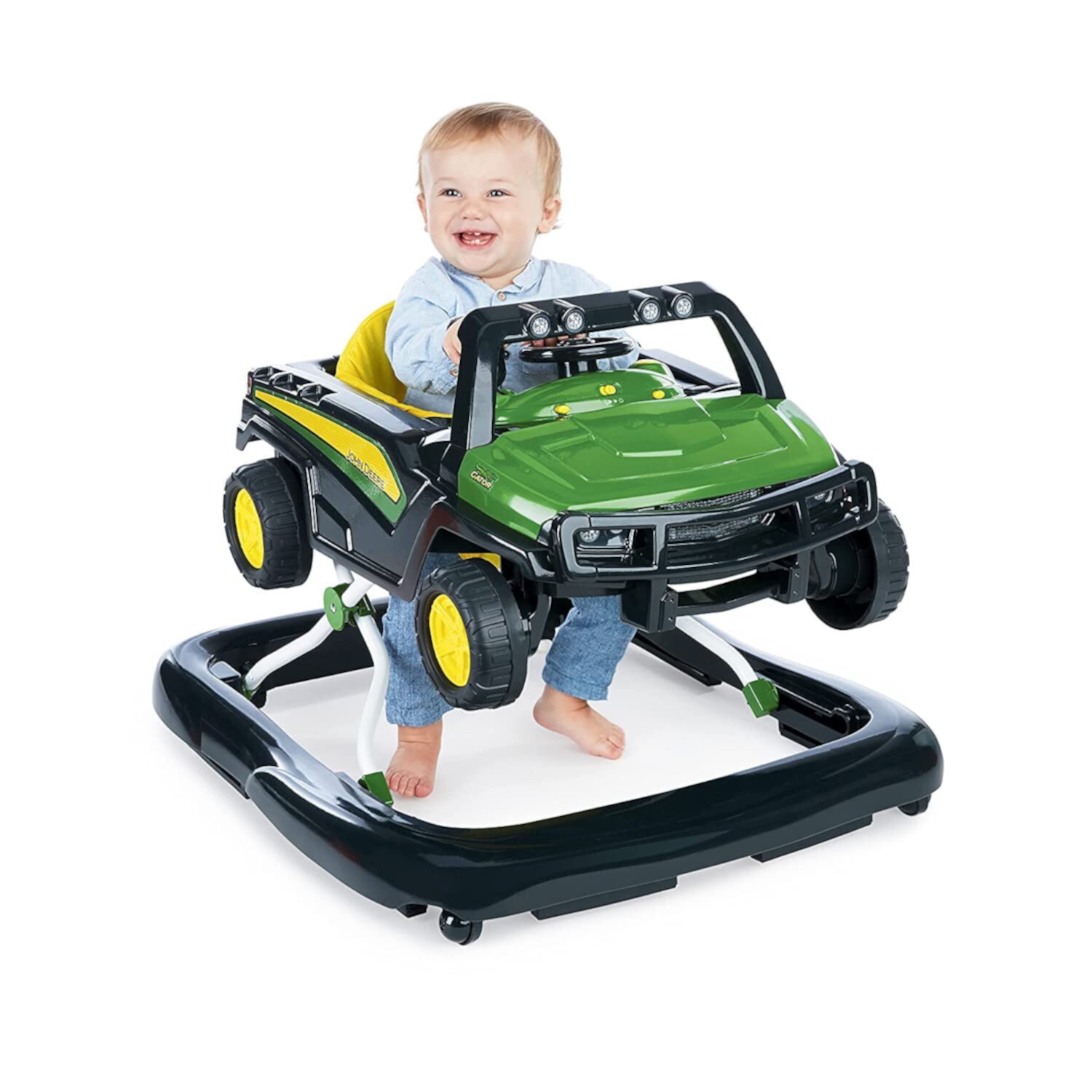 Bright Starts John Deere Gator 4-in-1 Baby Walker with Removable Steering Wheel, Green Bright Starts