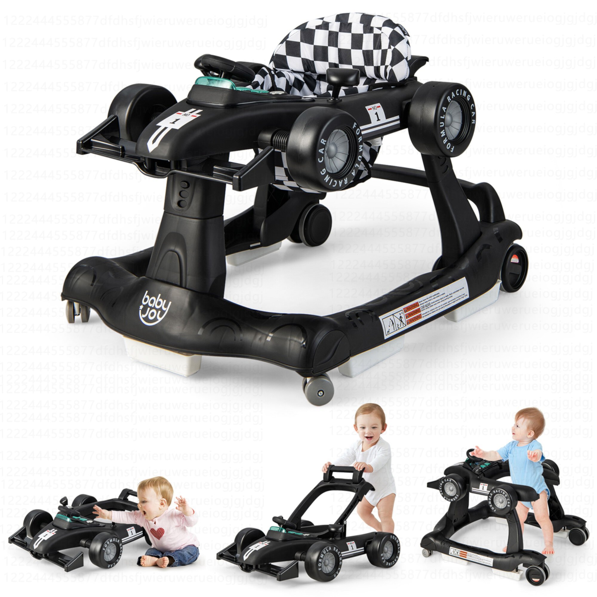 Costway 4-in-1 Baby Walker Foldable Activity Push Walker Adjustable Black Visit the Costway Store