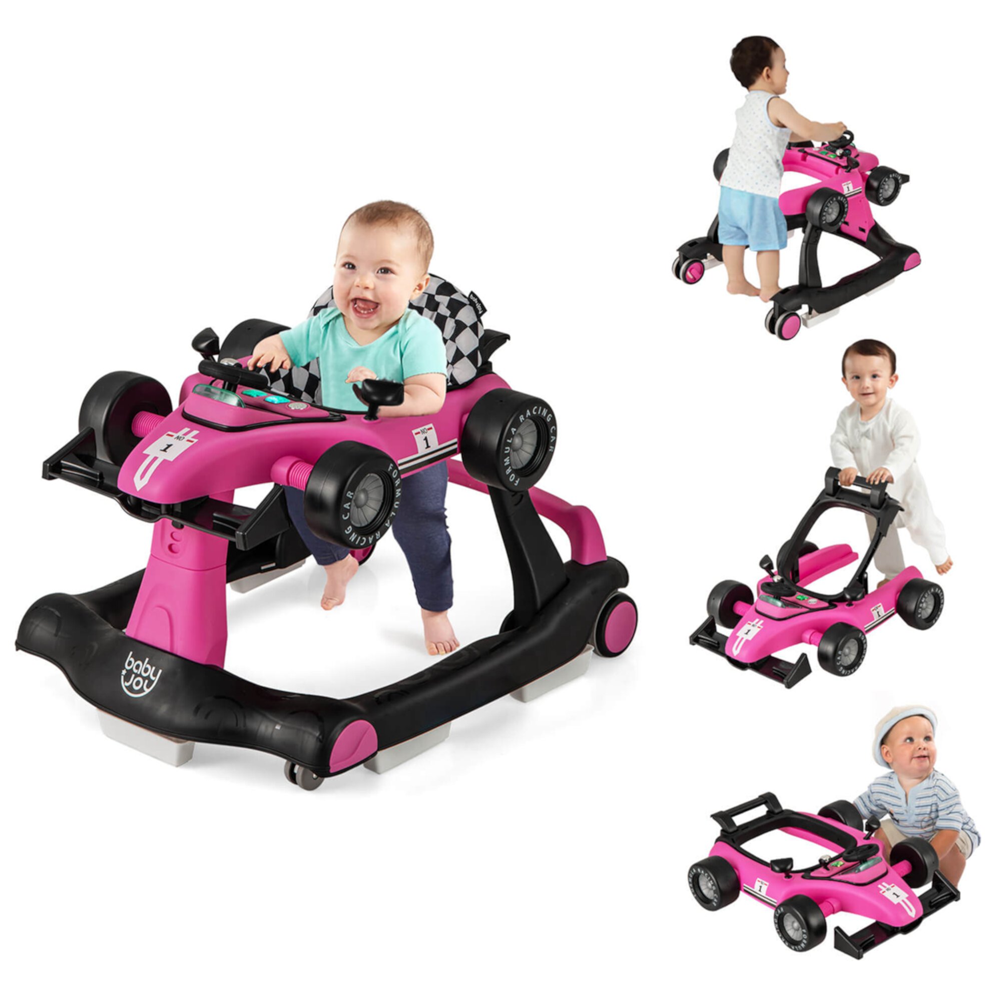 Costway 4-in-1 Baby Walker Foldable Activity Walker with Adjustable Height & Speed Deep 6-18 Months Pink Visit the Costway Store