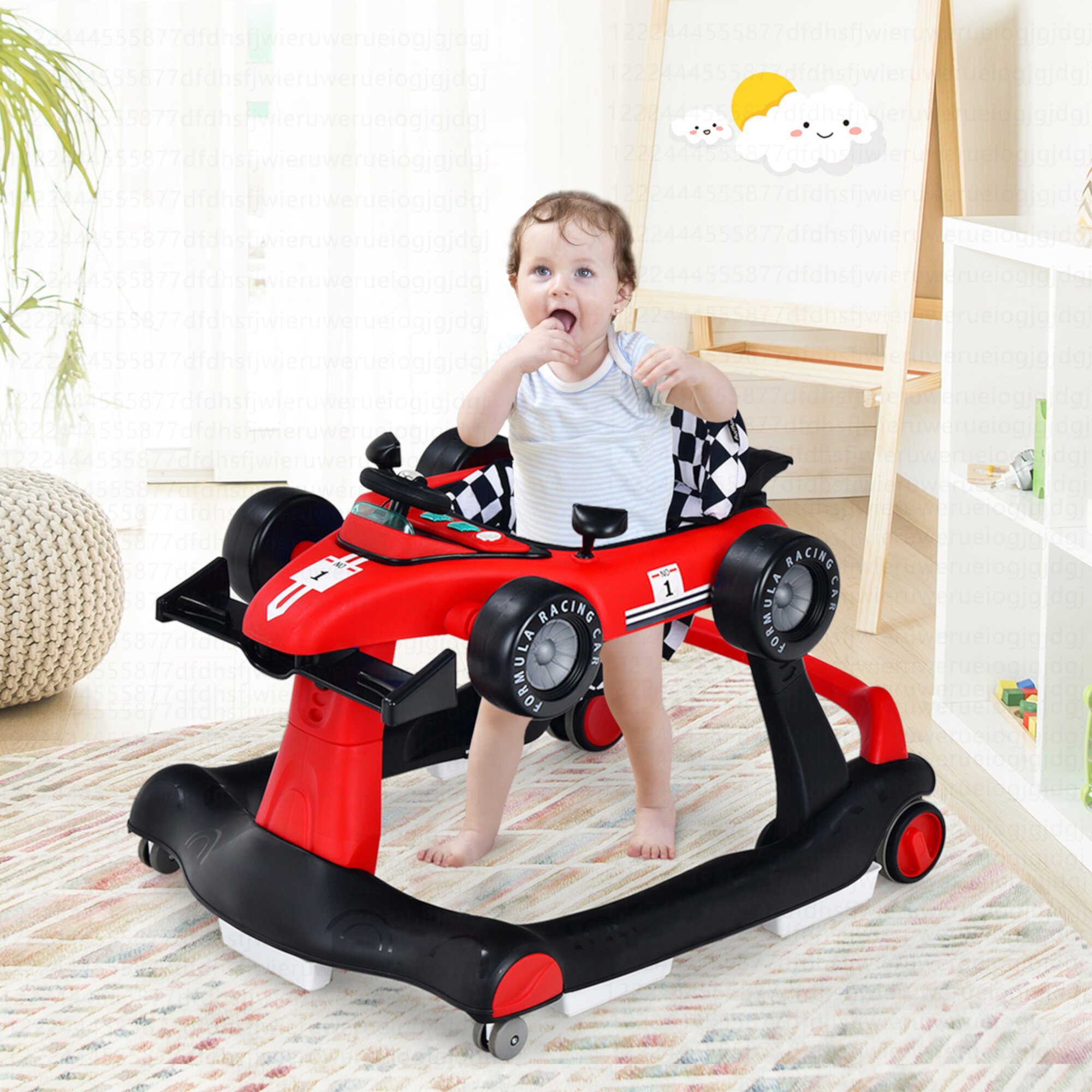 Costway 4-in-1 Baby Walker Foldable Activity Push Walker Adjustable Height Red Visit the Costway Store