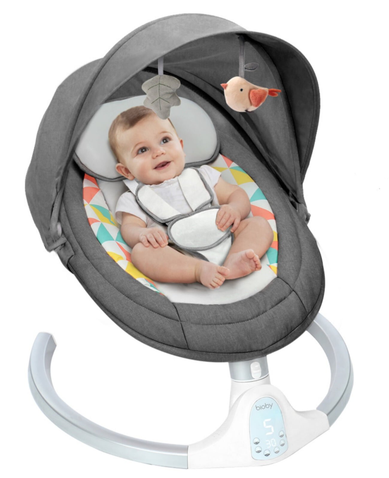 Baby Swing for Infants, Unisex Infant Swing Chair with Remote Control, Bluetooth Music & Touch Panel, Black Novashion